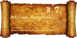 Mánya Tertullia névjegykártya